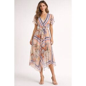 Amanda Uprichard Wrap Midi Dress Venice Print Casual Dress Small Anthropologie